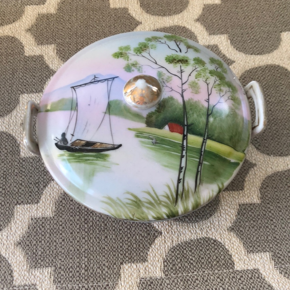 Vintage Nippon hand painted chilled 3 piece butter dish